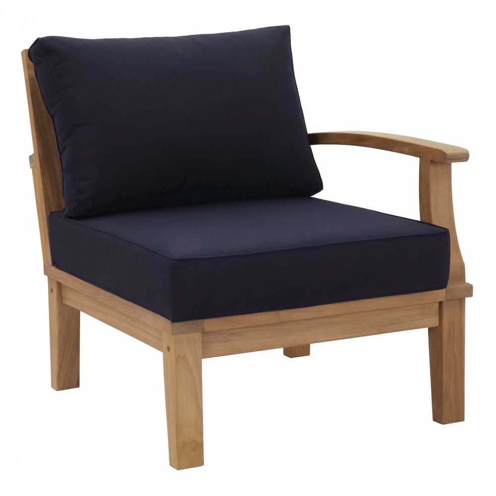 Marina 2 Piece Outdoor Patio Teak Set, Natural Navy, EEI-1822-NAT-NAV-SET