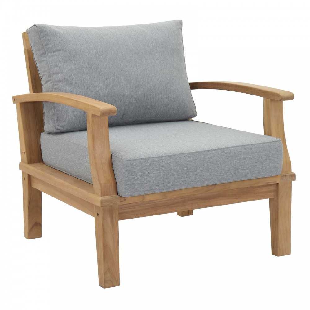 Marina 2 Piece Outdoor Patio Teak Set, Natural Gray, EEI-1819-NAT-GRY-SET