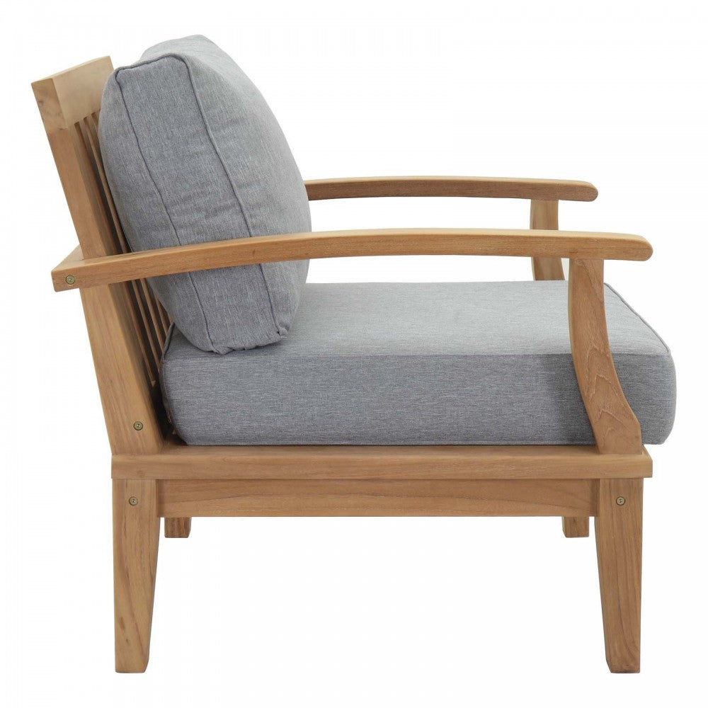 Marina 2 Piece Outdoor Patio Teak Set, Natural Gray, EEI-1819-NAT-GRY-SET