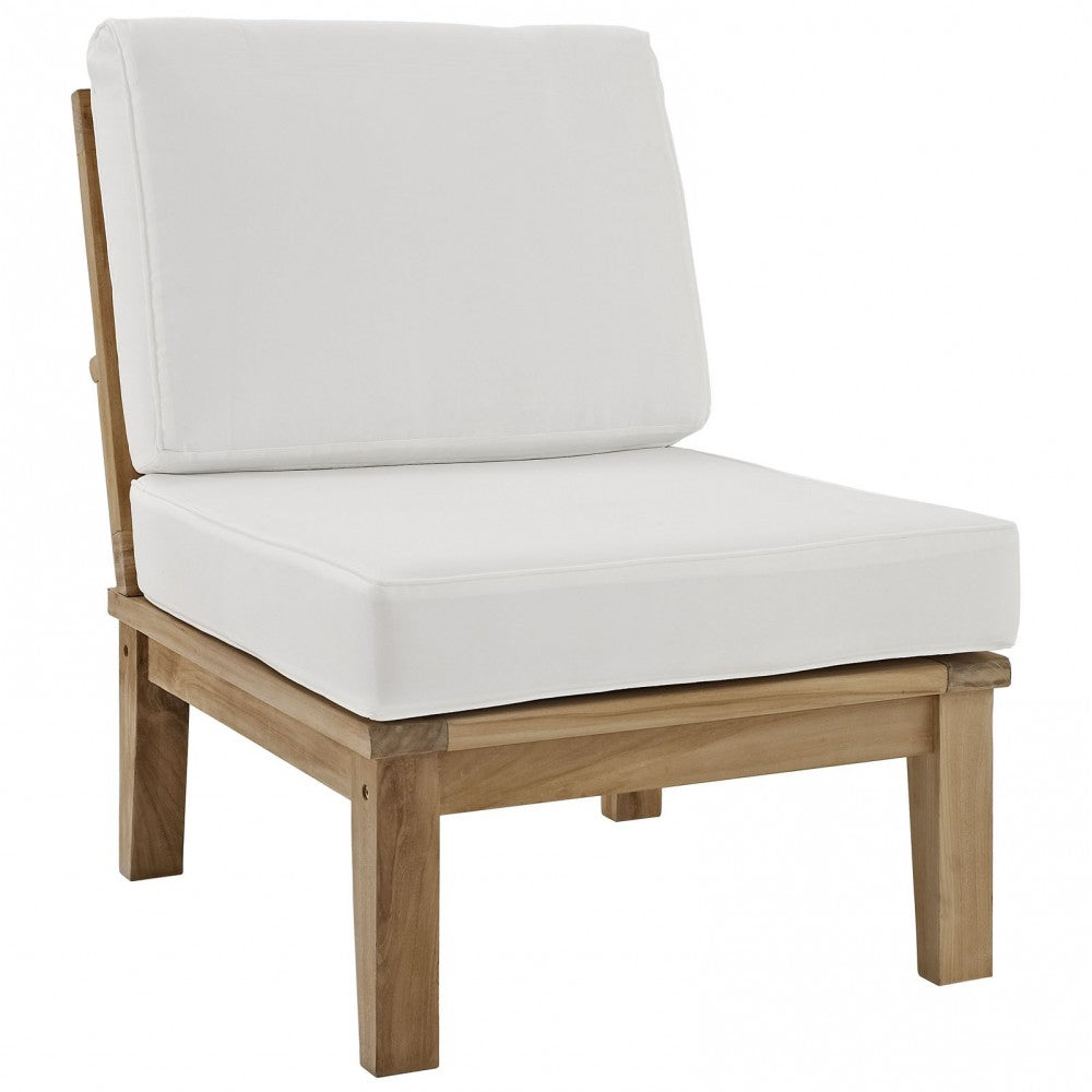 Marina 3 Piece Outdoor Patio Teak Set, Natural White, EEI-1820-NAT-WHI-SET