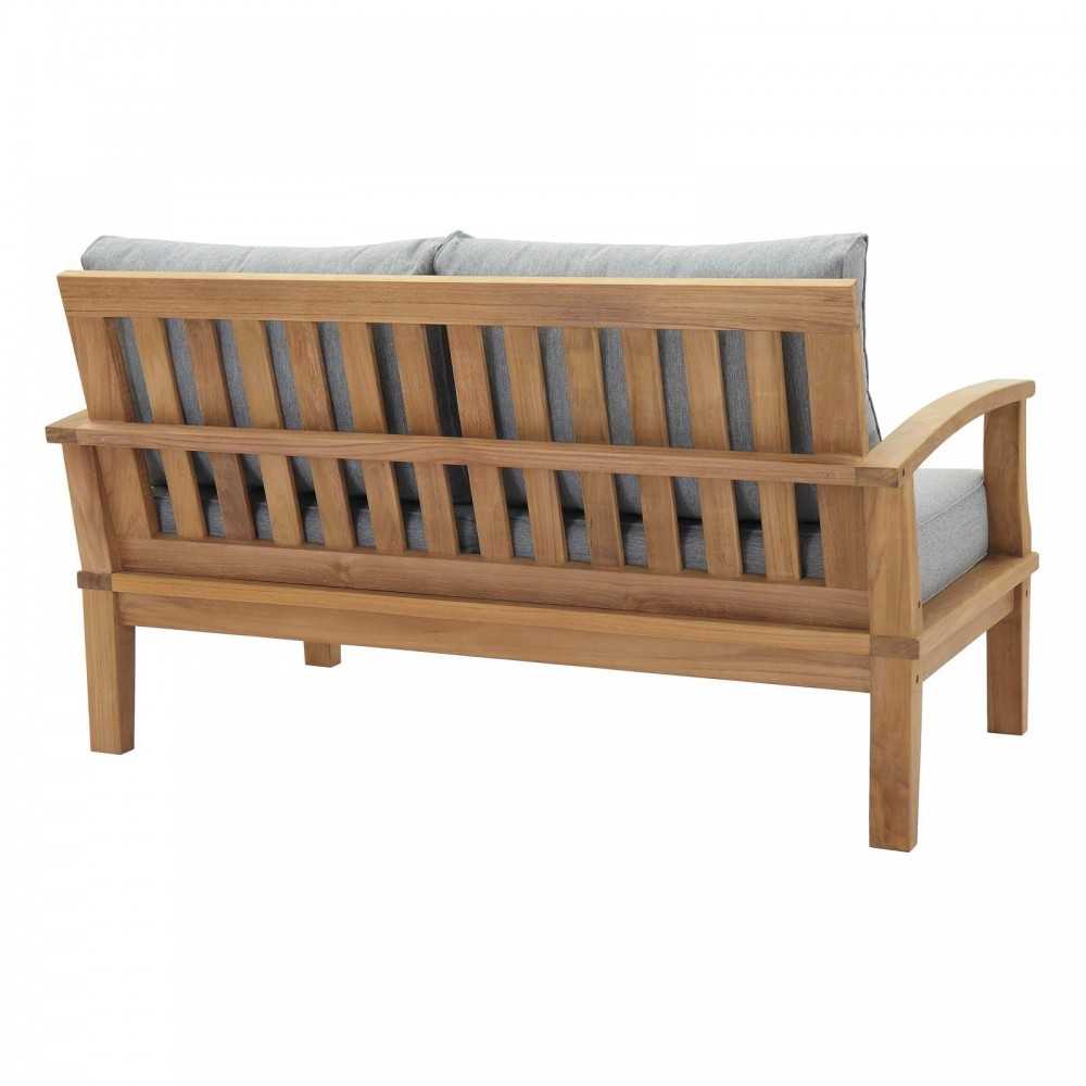 Marina 3 Piece Outdoor Patio Teak Set, Natural Gray, EEI-1470-NAT-GRY-SET