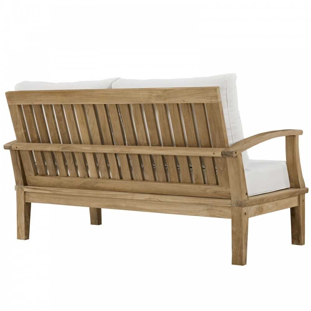 Marina 4 Piece Outdoor Patio Teak Set, Natural White, EEI-1469-NAT-WHI-SET
