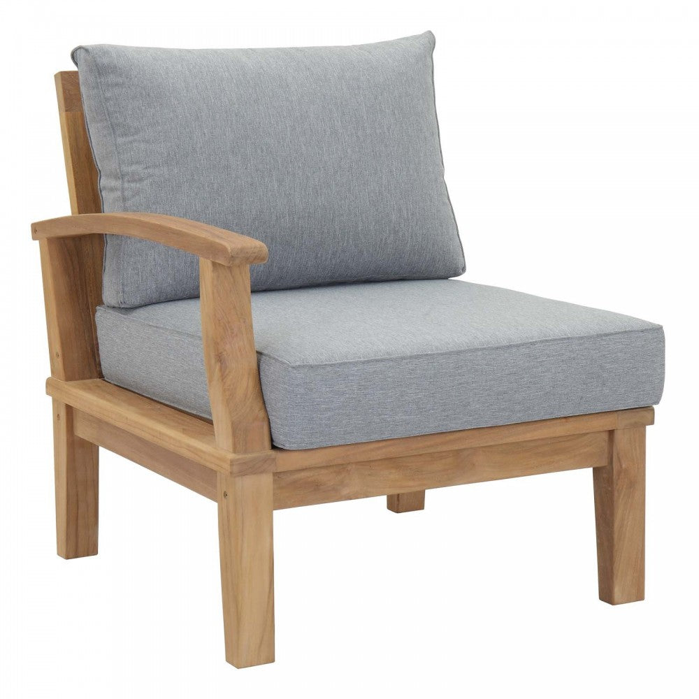 Marina 4 Piece Outdoor Patio Teak Set, Natural Gray, EEI-1818-NAT-GRY-SET