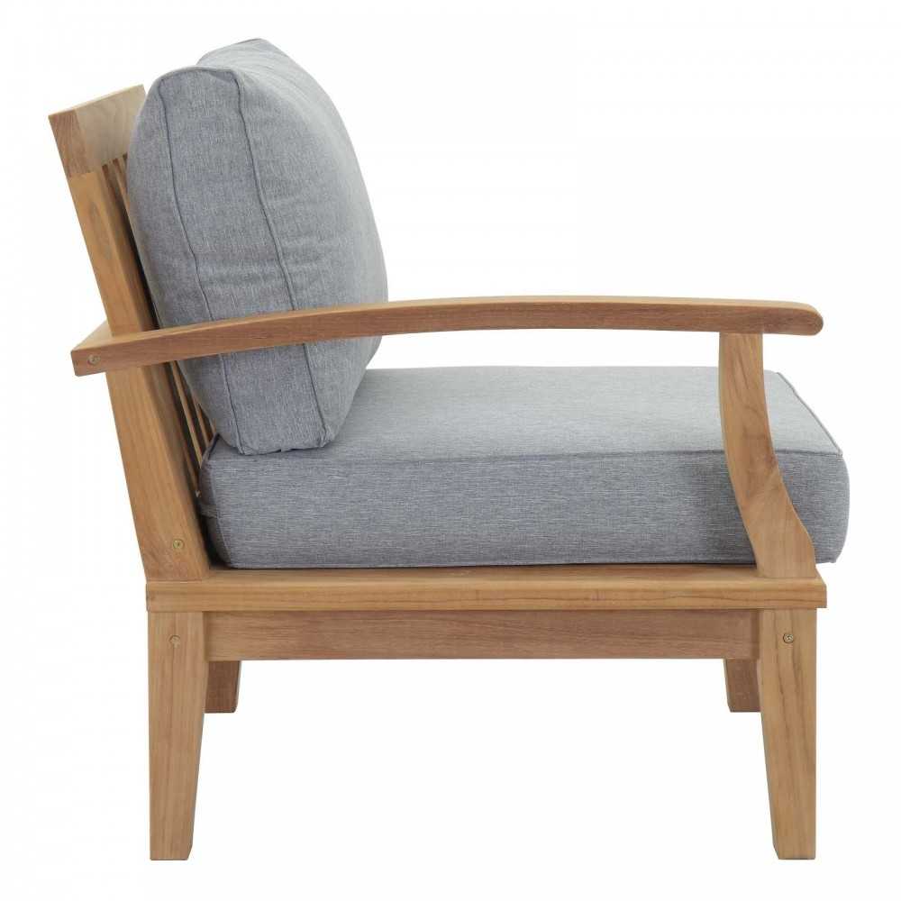Marina 4 Piece Outdoor Patio Teak Set, Natural Gray, EEI-1818-NAT-GRY-SET