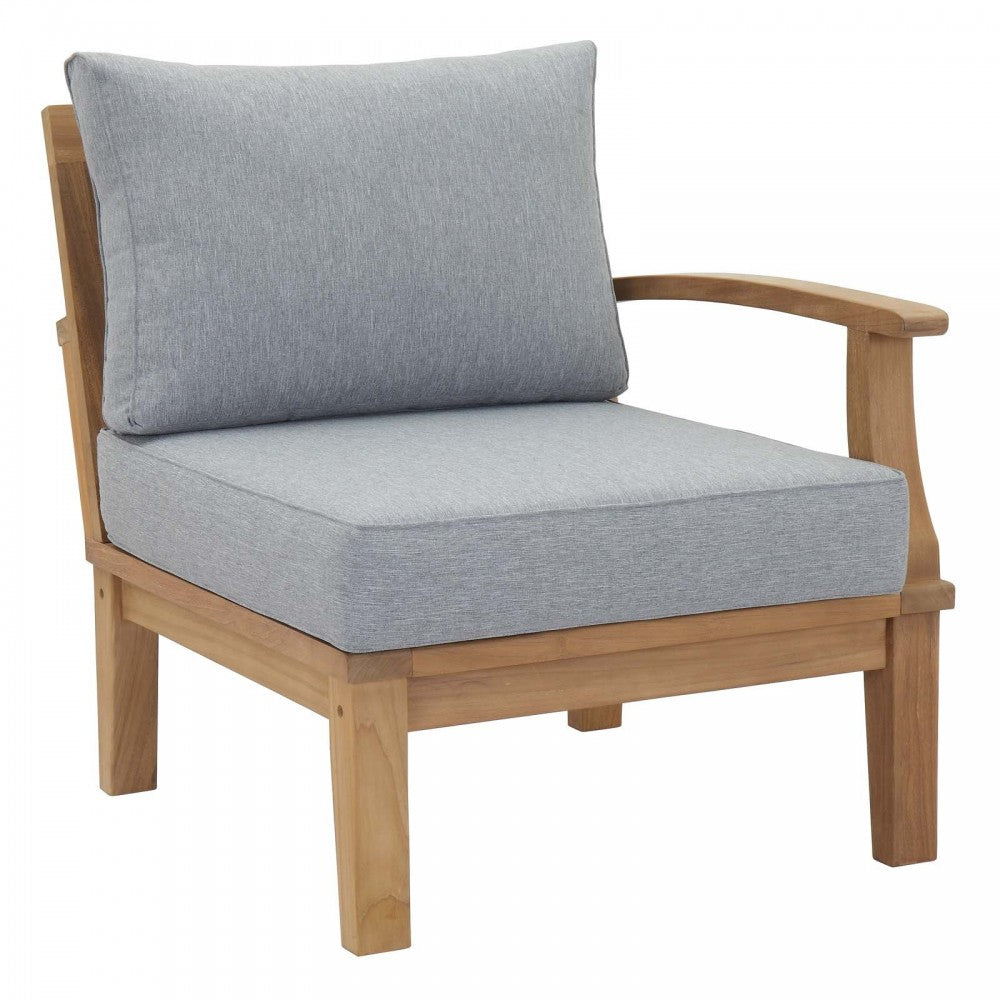 Marina 4 Piece Outdoor Patio Teak Set, Natural Gray, EEI-1818-NAT-GRY-SET