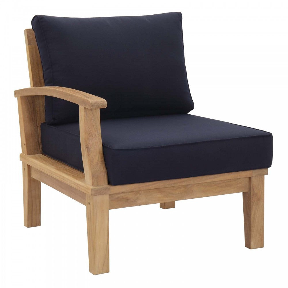 Marina 4 Piece Outdoor Patio Teak Set, Natural Navy, EEI-1818-NAT-NAV-SET