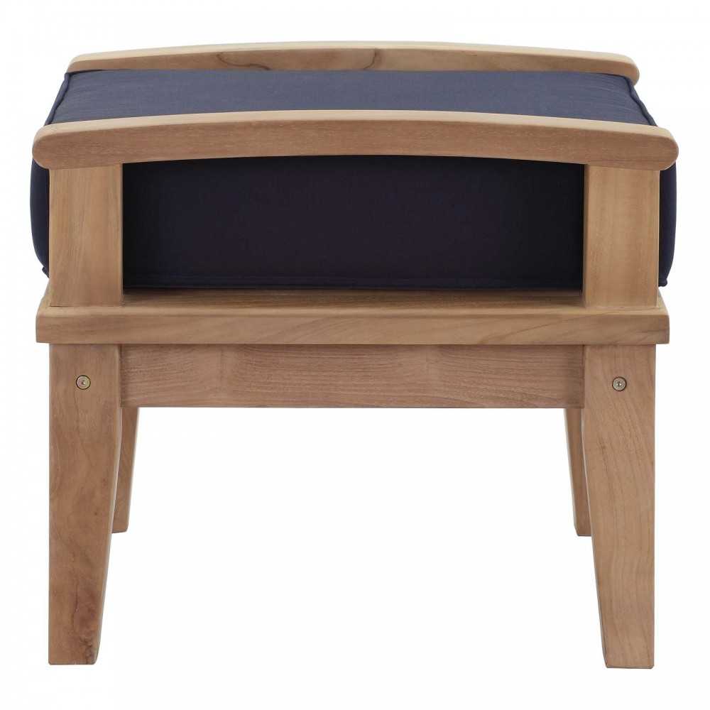 Marina 5 Piece Outdoor Patio Teak Set, Natural Navy, EEI-1472-NAT-NAV-SET