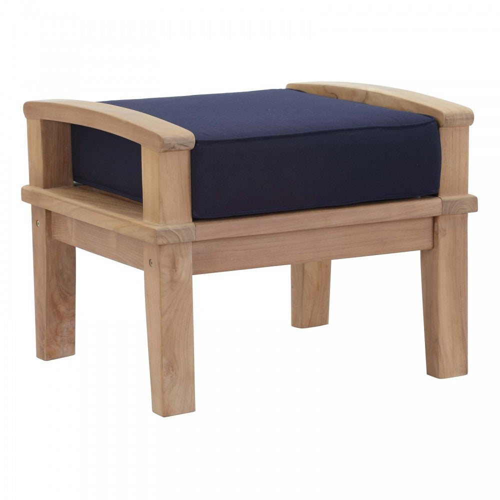 Marina 5 Piece Outdoor Patio Teak Set, Natural Navy, EEI-1472-NAT-NAV-SET