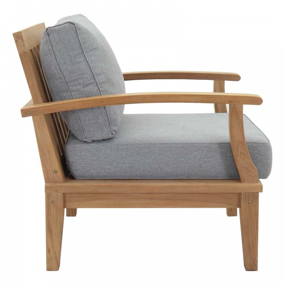 Marina 5 Piece Outdoor Patio Teak Set, Natural Gray, EEI-1472-NAT-GRY-SET