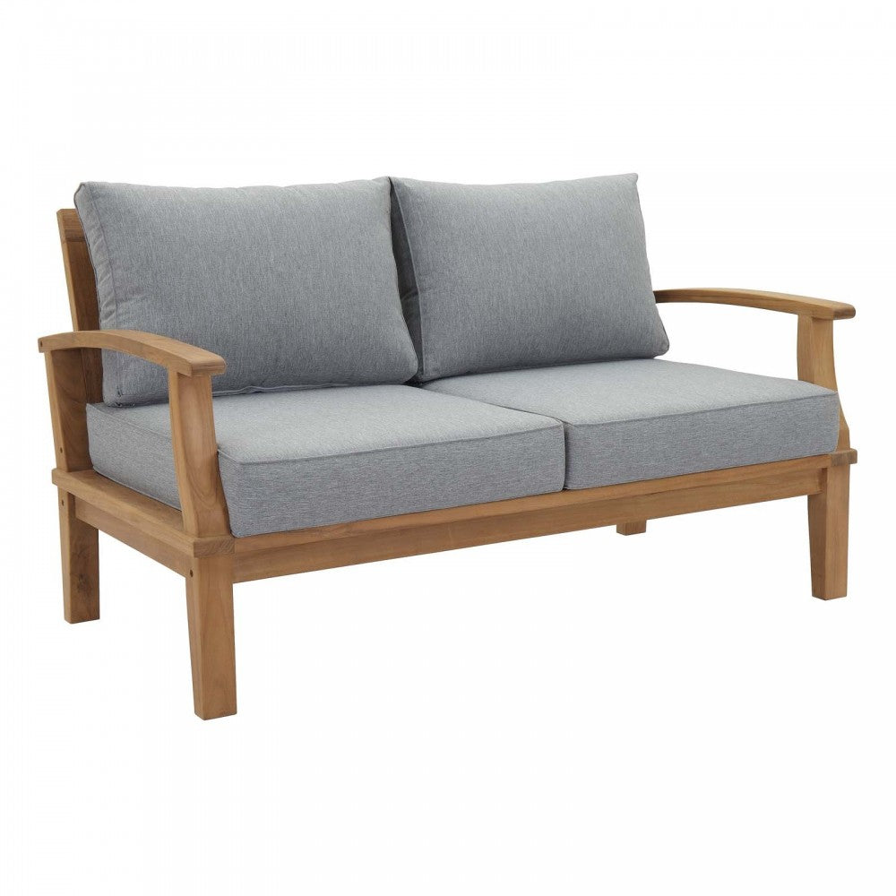 Marina 5 Piece Outdoor Patio Teak Set, Natural Gray, EEI-1472-NAT-GRY-SET