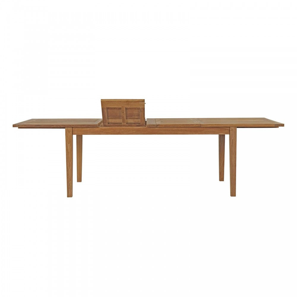 Marina 7 Piece Outdoor Patio Teak Dining Set, Natural White, EEI-3207-NAT-WHI-SET