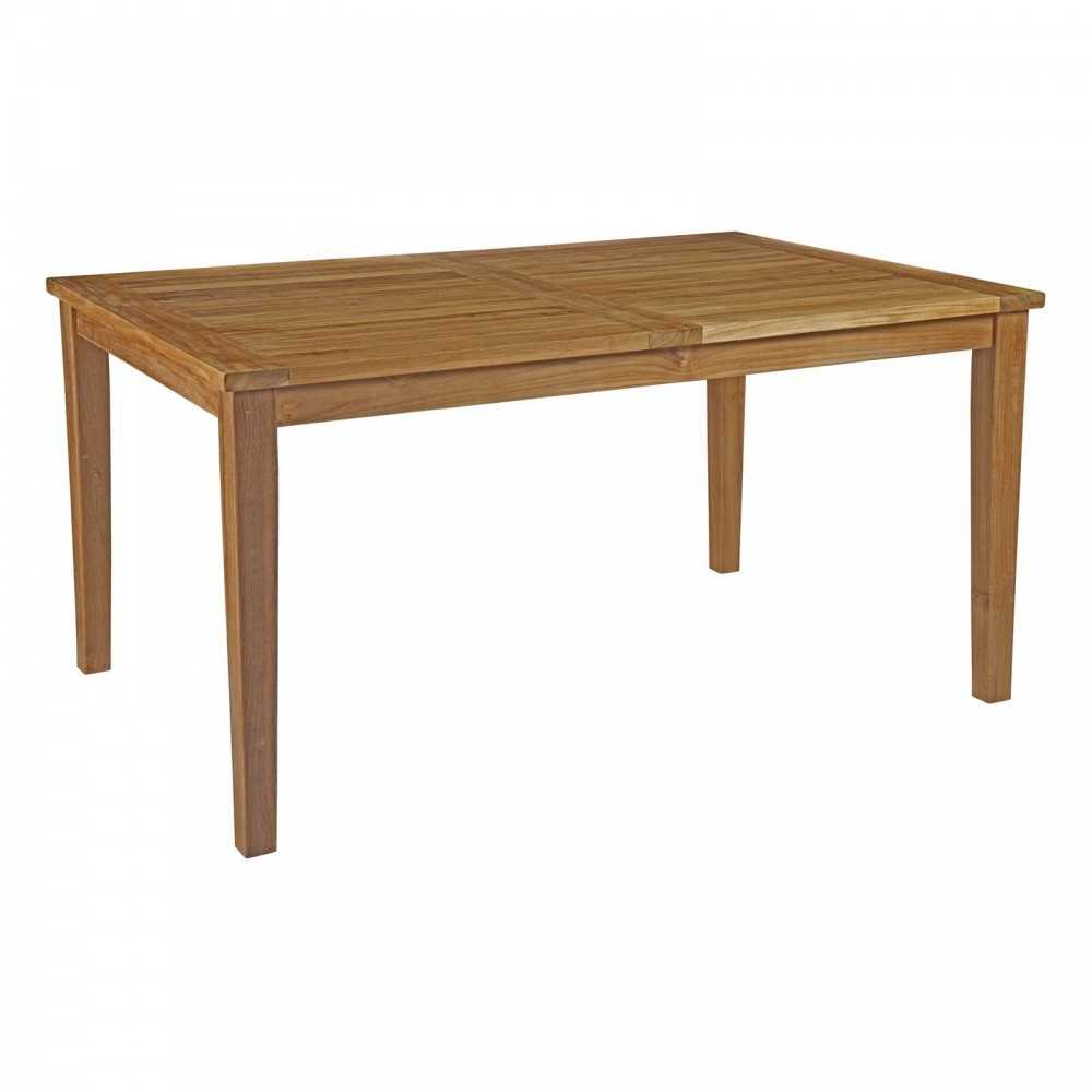 Marina 7 Piece Outdoor Patio Teak Dining Set, Natural White, EEI-3292-NAT-WHI-SET