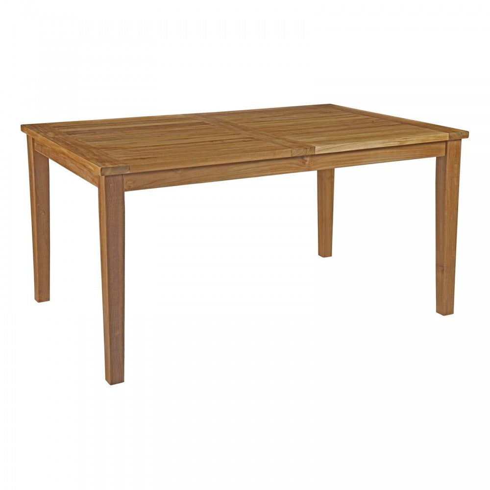 Marina 7 Piece Outdoor Patio Teak Dining Set, Natural White, EEI-3293-NAT-WHI-SET