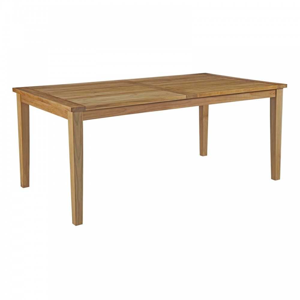 Marina 7 Piece Outdoor Patio Teak Dining Set, Natural White, EEI-3294-NAT-WHI-SET