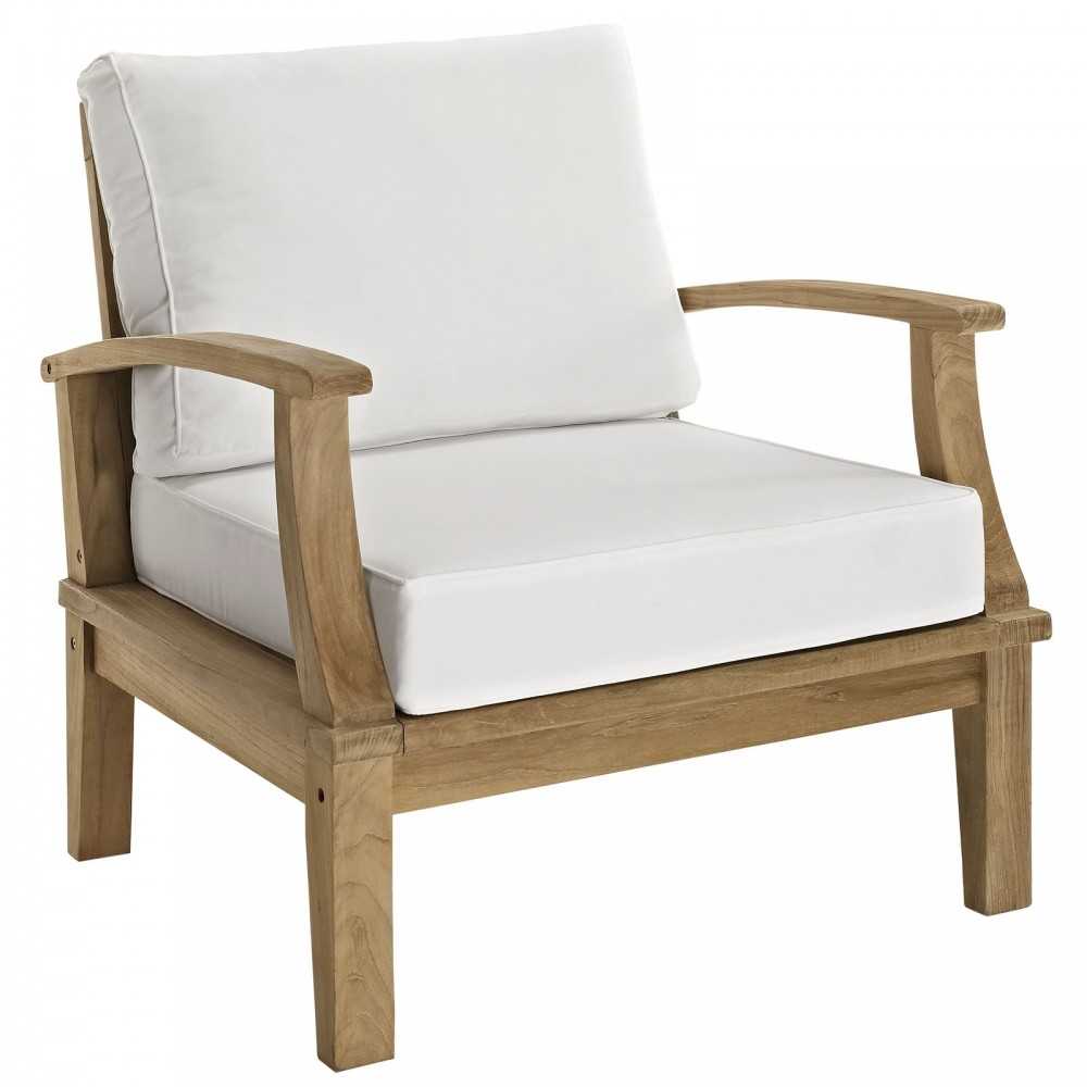 Marina 7 Piece Outdoor Patio Teak Set, Natural White, EEI-1486-NAT-WHI-SET