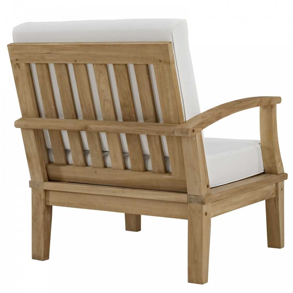 Marina 8 Piece Outdoor Patio Teak Set, Natural White, EEI-1817-NAT-WHI-SET