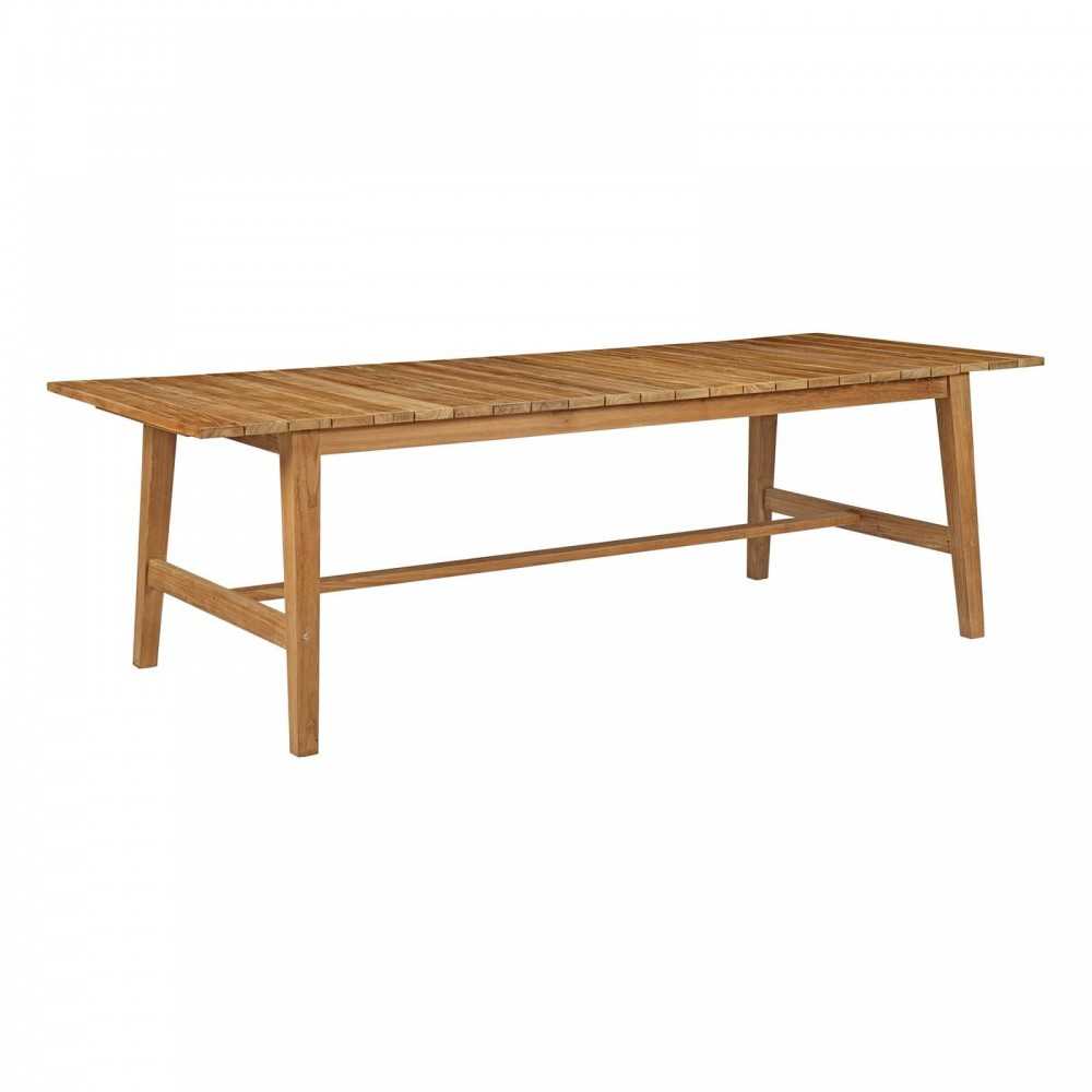 Marina 9 Piece Outdoor Patio Teak Dining Set, Natural White, EEI-3311-NAT-WHI-SET