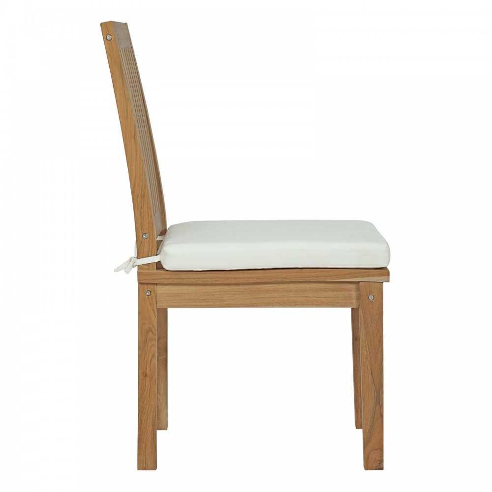 Marina 9 Piece Outdoor Patio Teak Dining Set, Natural White, EEI-3315-NAT-WHI-SET