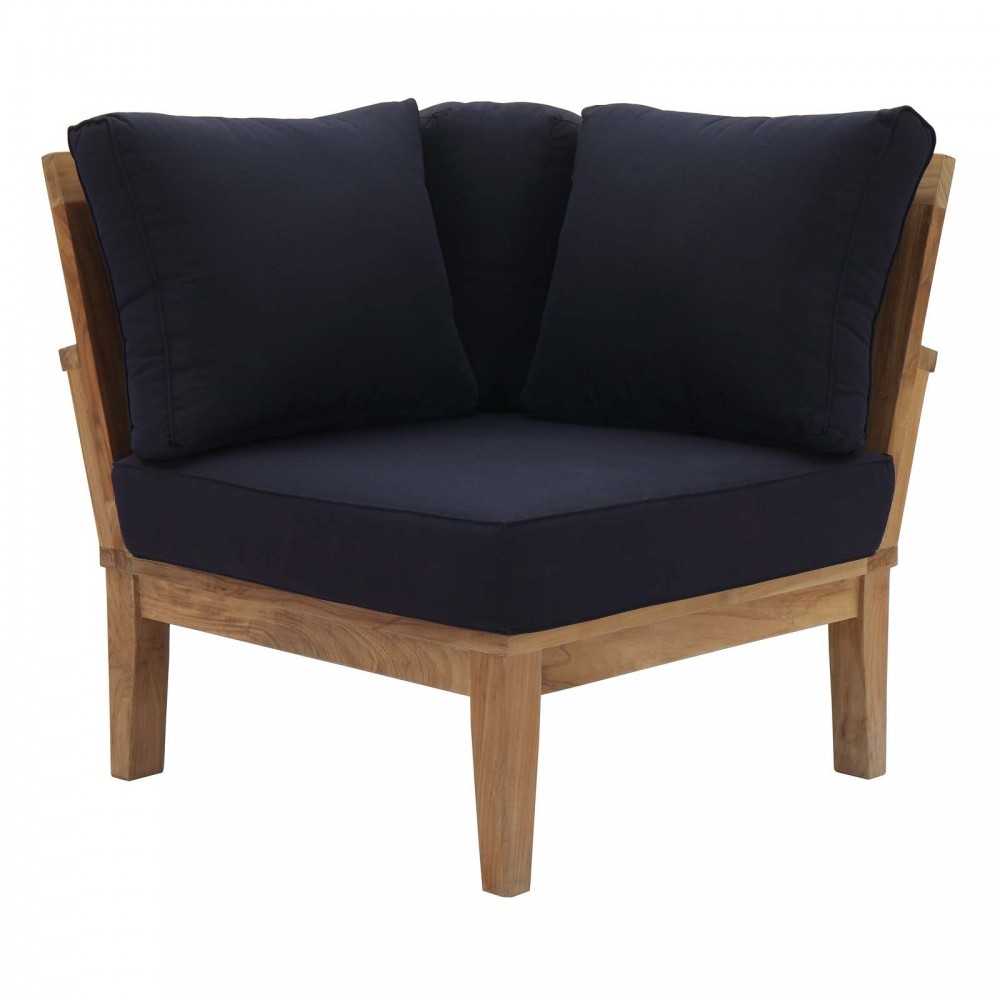 Marina Outdoor Patio Teak Corner Sofa, Natural Navy