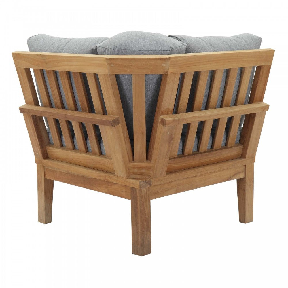 Marina Outdoor Patio Teak Corner Sofa, Natural Gray