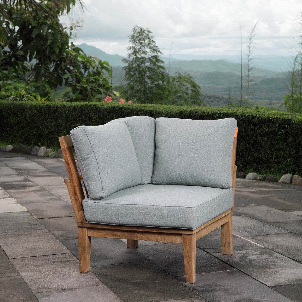 Marina Outdoor Patio Teak Corner Sofa, Natural Gray