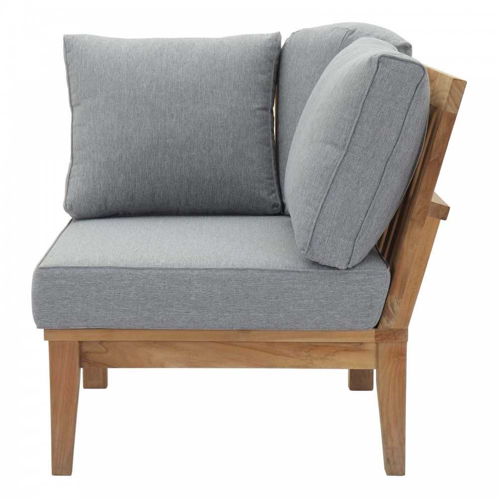 Marina Outdoor Patio Teak Corner Sofa, Natural Gray