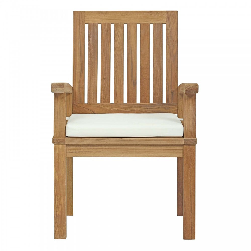 Marina Outdoor Patio Teak Dining Chair, Natural White, EEI-2701-NAT-WHI
