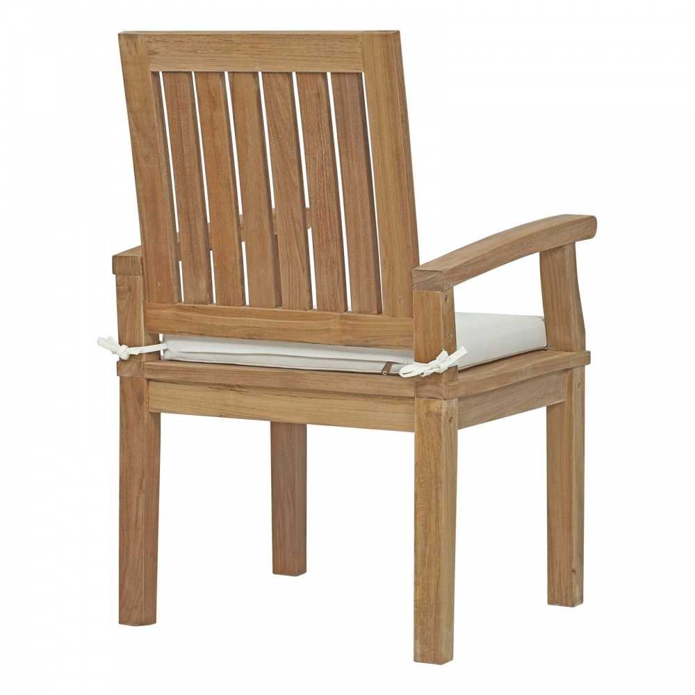 Marina Outdoor Patio Teak Dining Chair, Natural White, EEI-2701-NAT-WHI