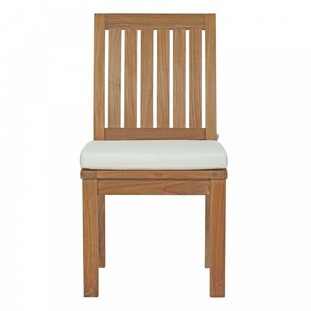 Marina Outdoor Patio Teak Dining Chair, Natural White, EEI-2700-NAT-WHI