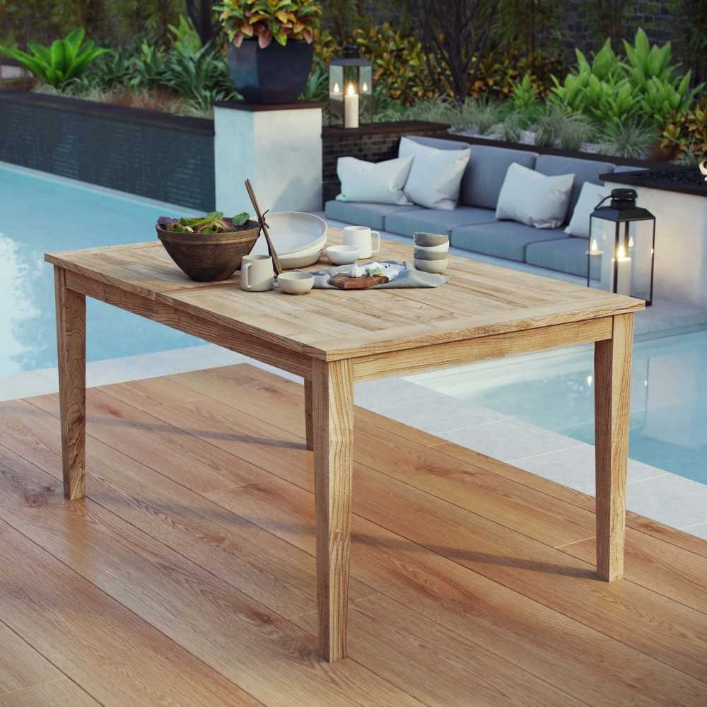 Marina Outdoor Patio Teak Dining Table, Natural, EEI-2716-NAT
