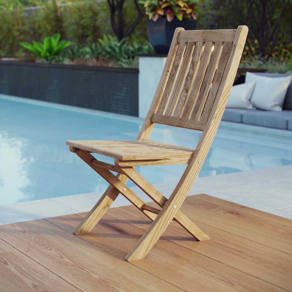 Marina Outdoor Patio Teak Folding Chair, Natural, EEI-2702-NAT