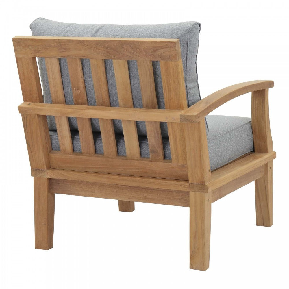 Marina Outdoor Patio Teak Left-Facing Sofa, Natural Gray