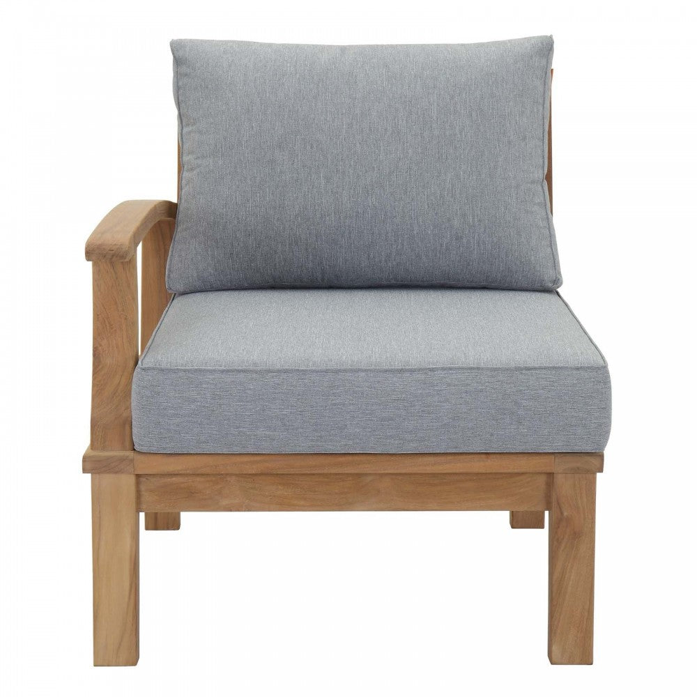 Marina Outdoor Patio Teak Left-Facing Sofa, Natural Gray