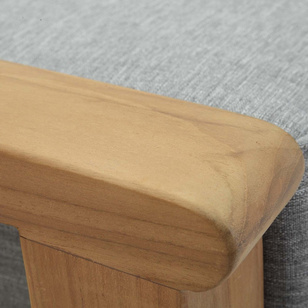 Marina Outdoor Patio Teak Ottoman, Natural Gray