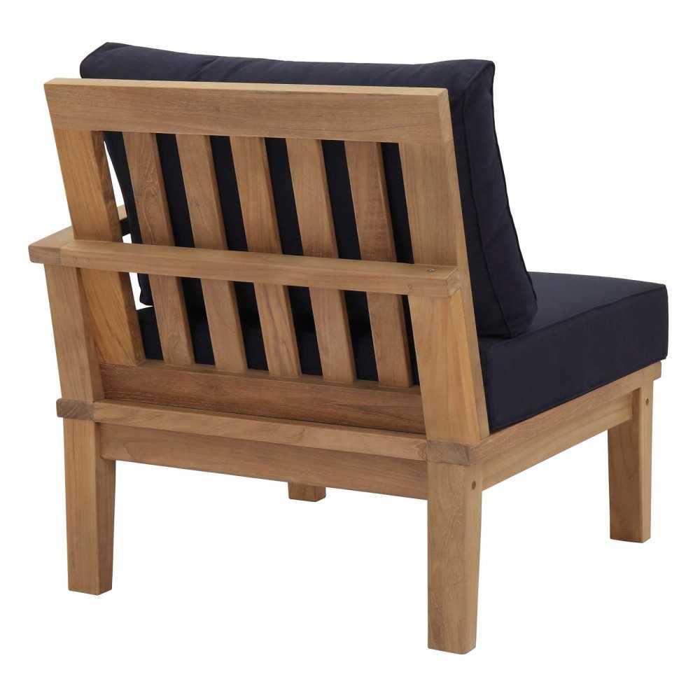 Marina Outdoor Patio Teak Right-Facing Sofa, Natural Navy