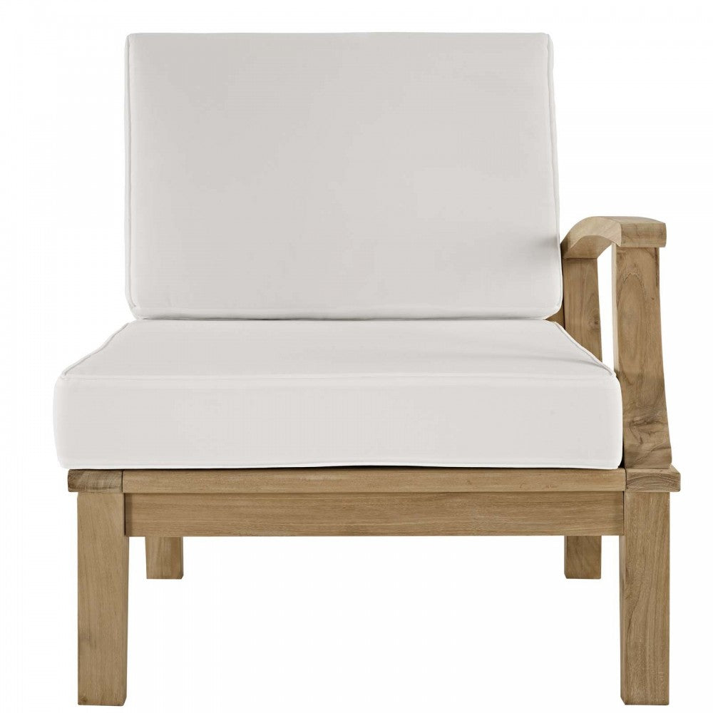 Marina Outdoor Patio Teak Right-Facing Sofa, Natural White