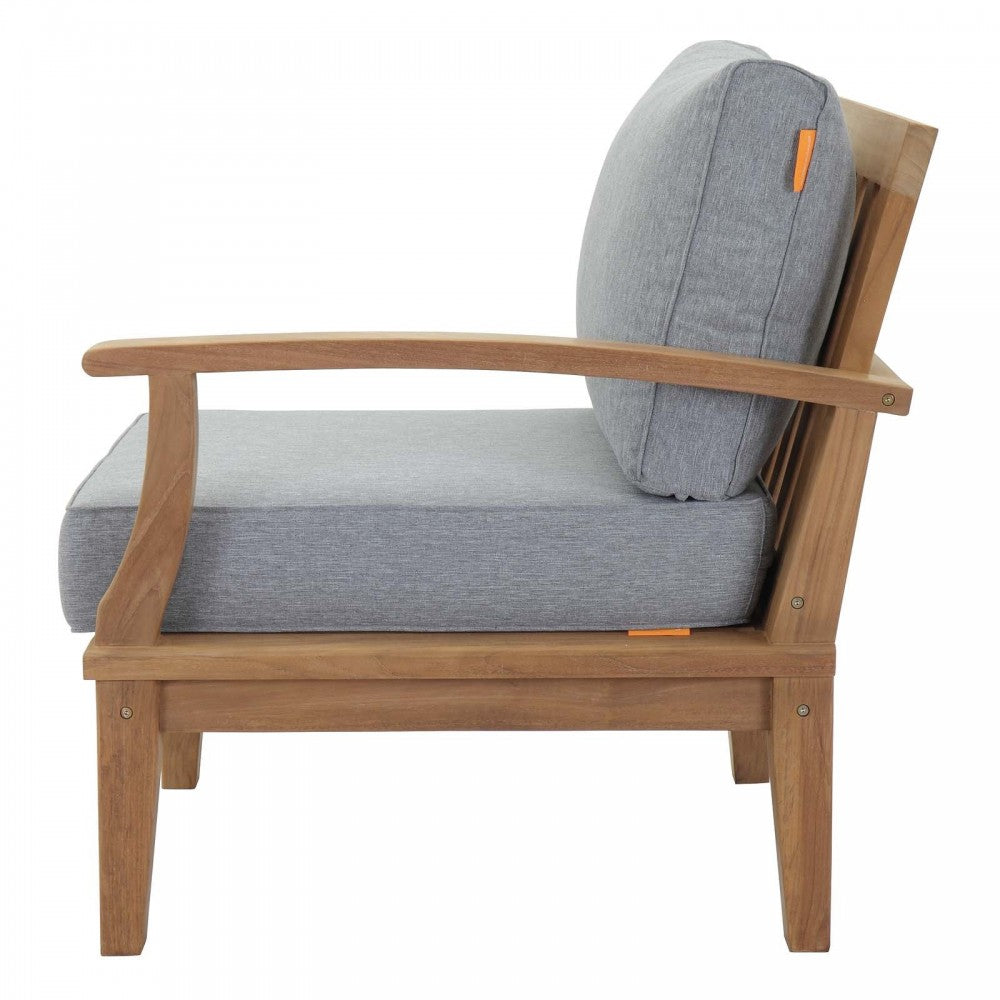 Marina Outdoor Patio Teak Right-Facing Sofa, Natural Gray