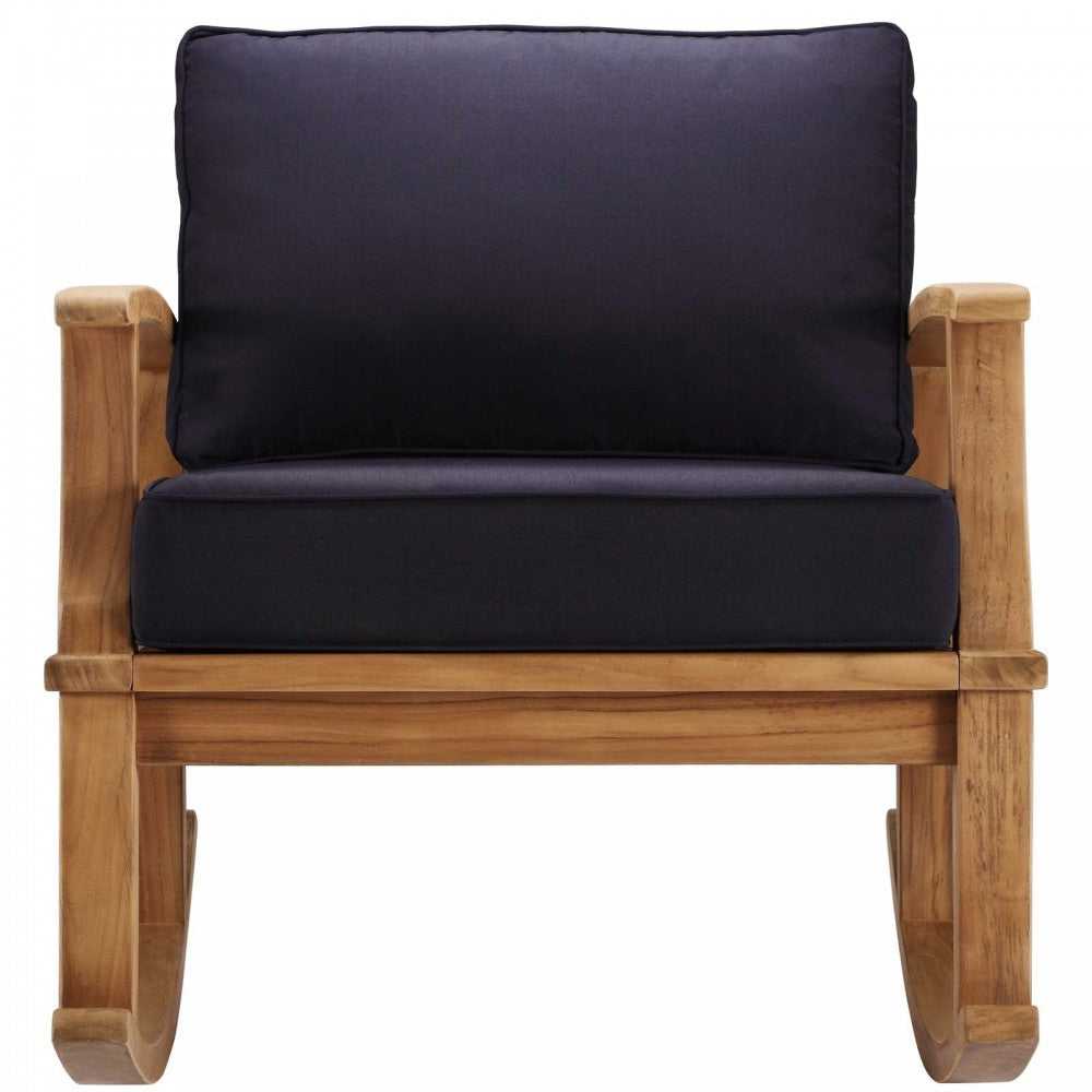 Marina Outdoor Patio Teak Rocking Chair, Natural Navy
