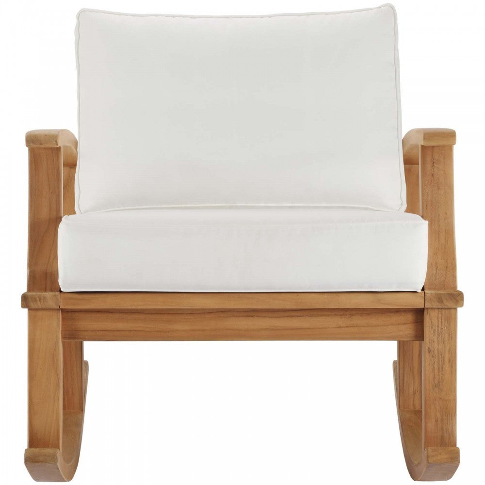 Marina Outdoor Patio Teak Rocking Chair, Natural White