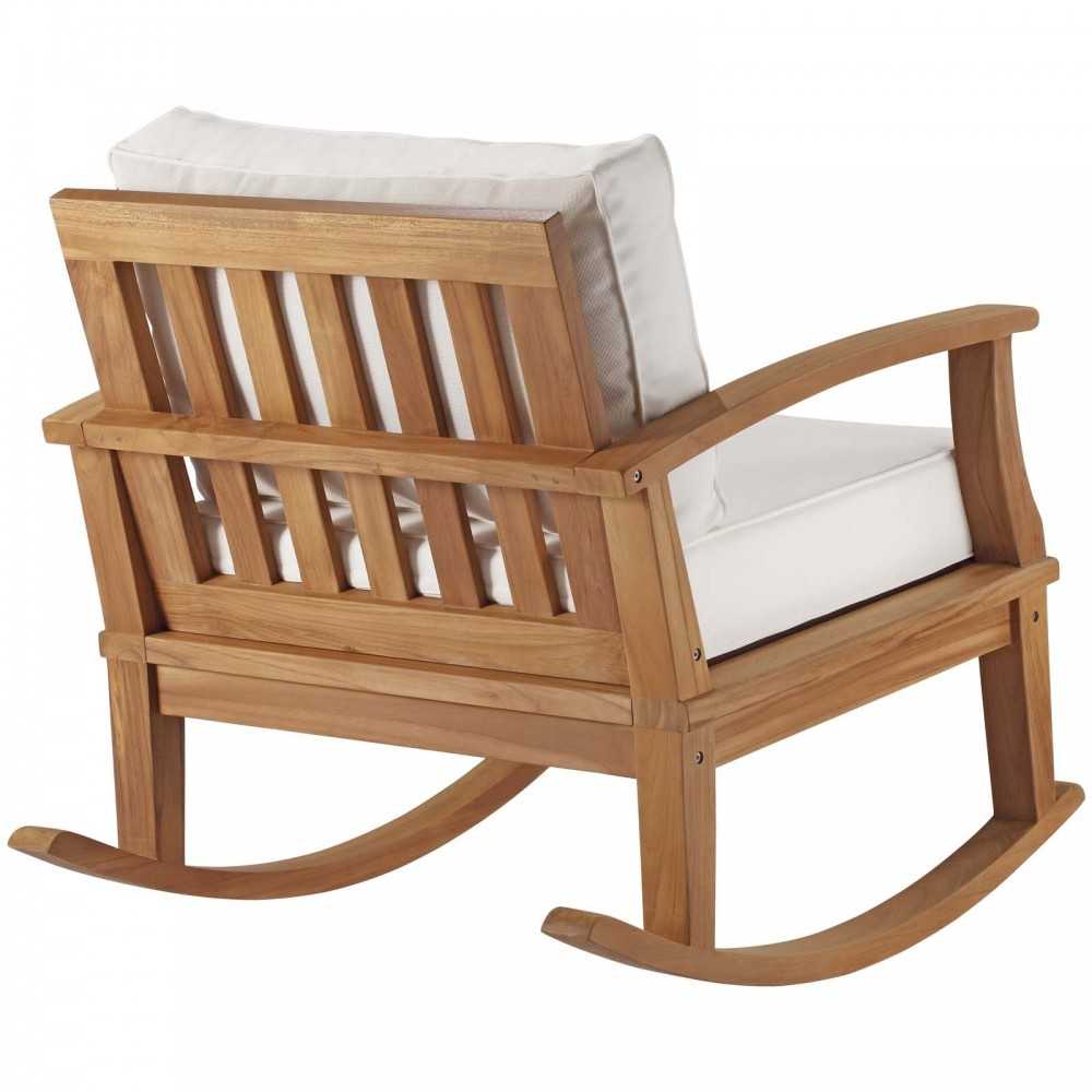 Marina Outdoor Patio Teak Rocking Chair, Natural White