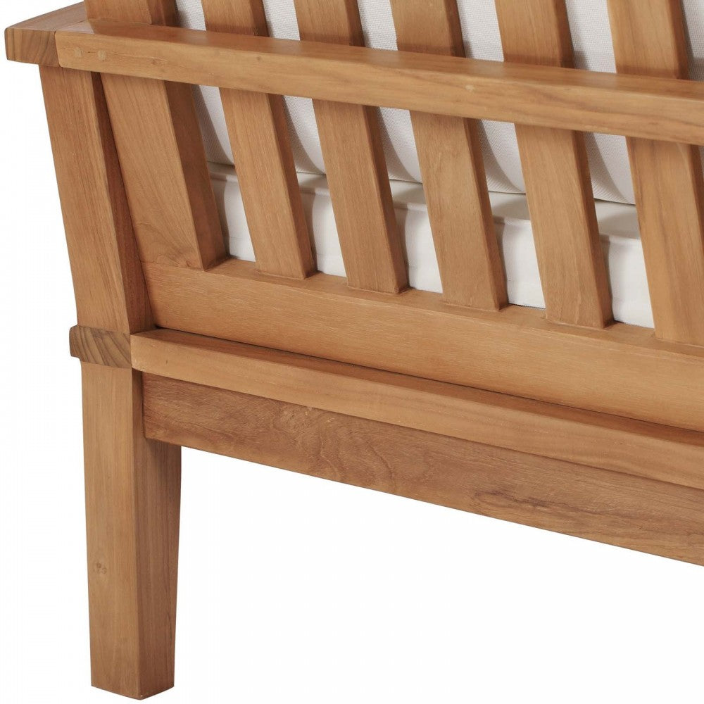 Marina Outdoor Patio Teak Sofa, Natural White