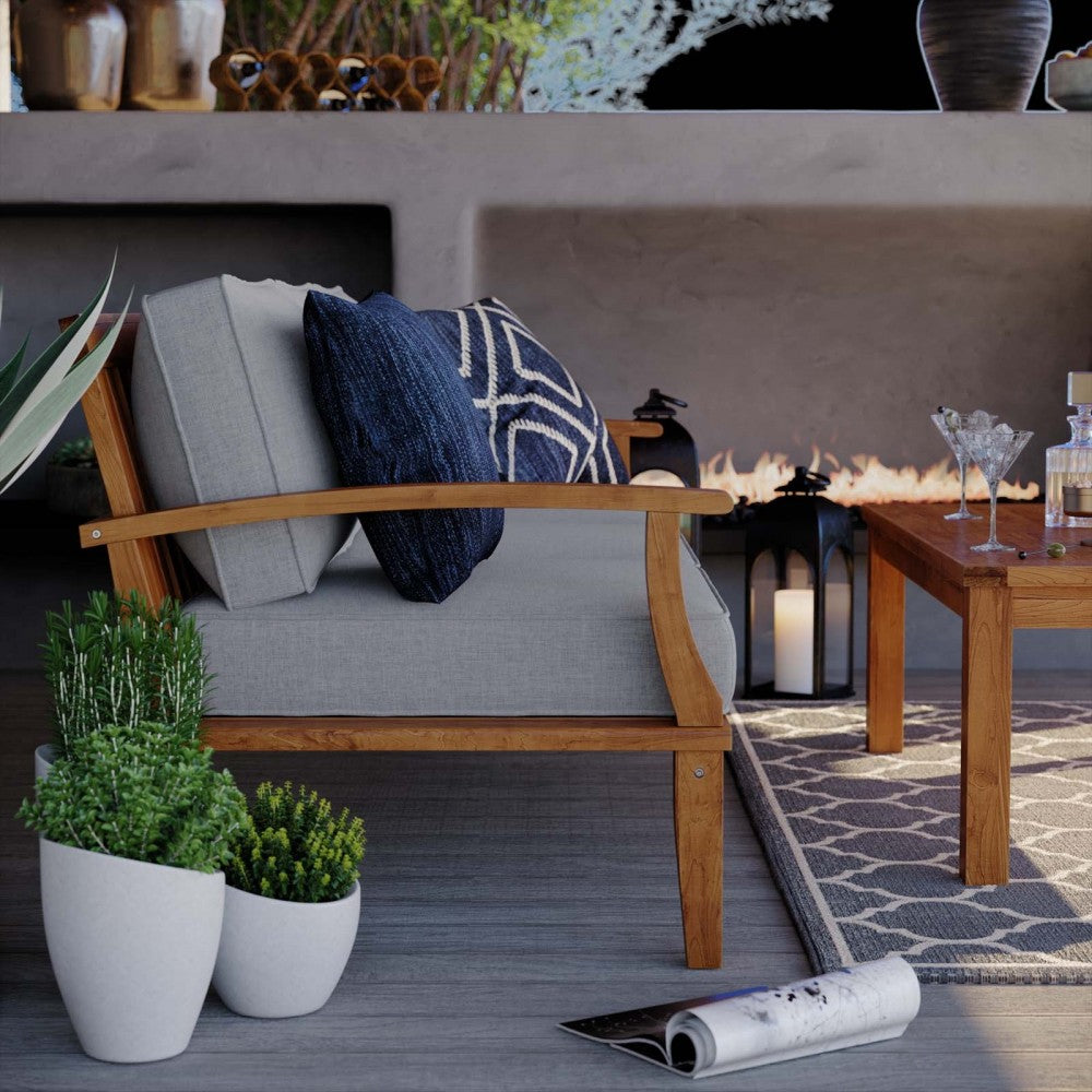Marina Outdoor Patio Teak Sofa, Natural Gray