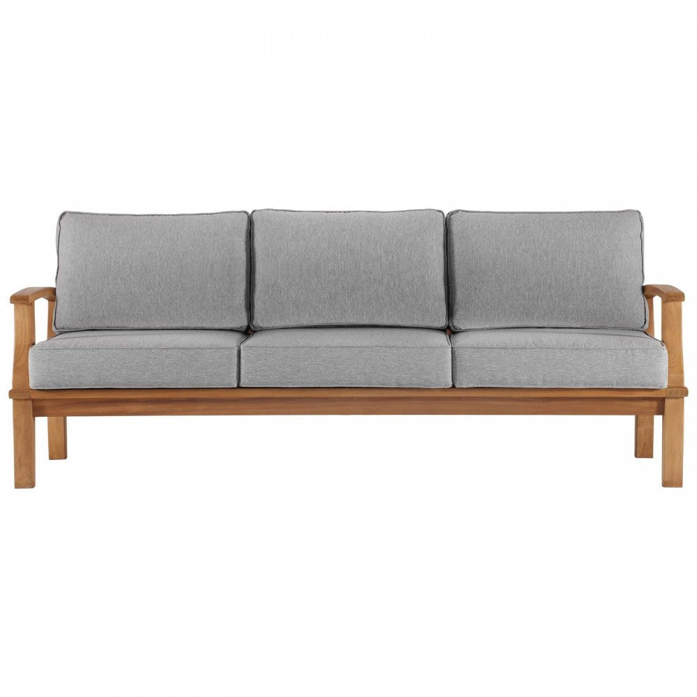 Marina Outdoor Patio Teak Sofa, Natural Gray