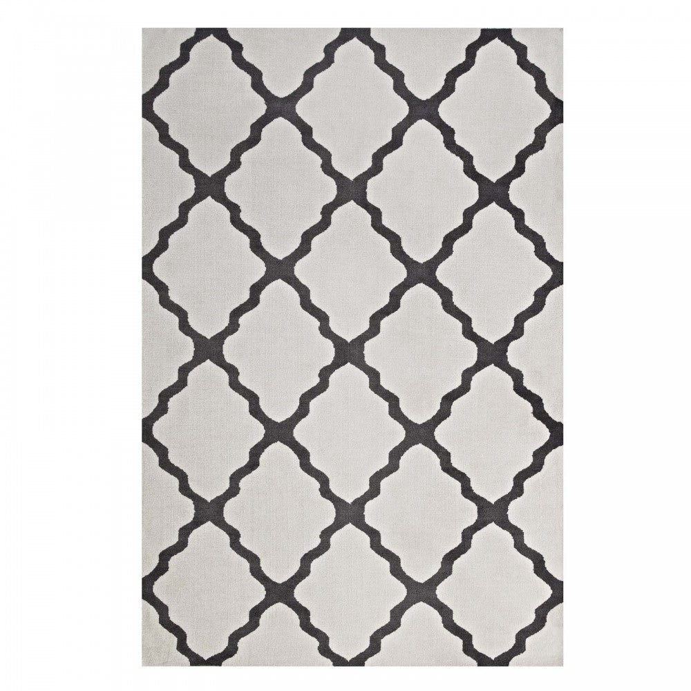 Marja Moroccan Trellis 5x8 Area Rug, Ivory and Charcoal