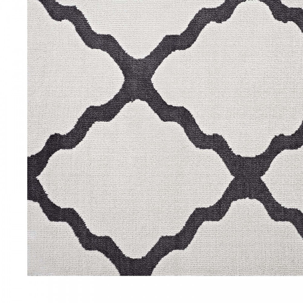 Marja Moroccan Trellis 5x8 Area Rug, Ivory and Charcoal