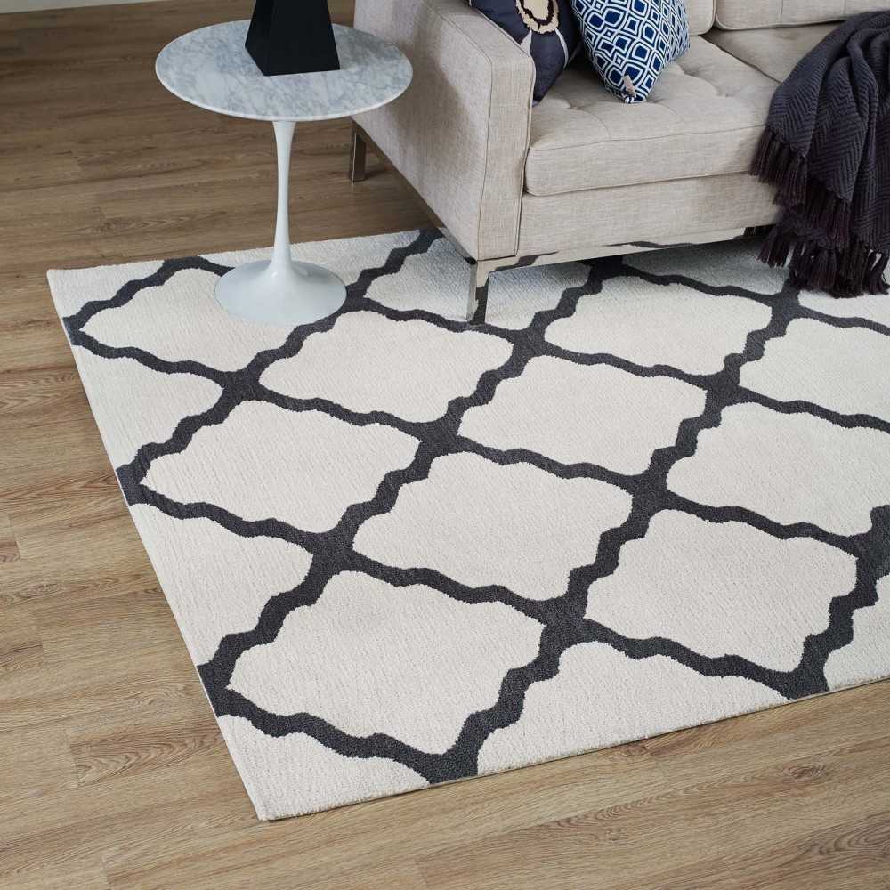 Marja Moroccan Trellis 8x10 Area Rug, Ivory and Charcoal