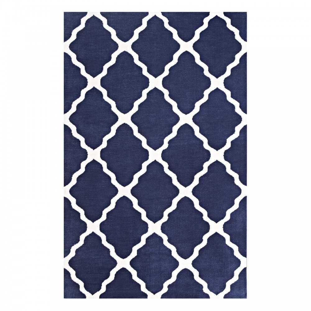 Marja Moroccan Trellis 8x10 Area Rug, Navy and Ivory