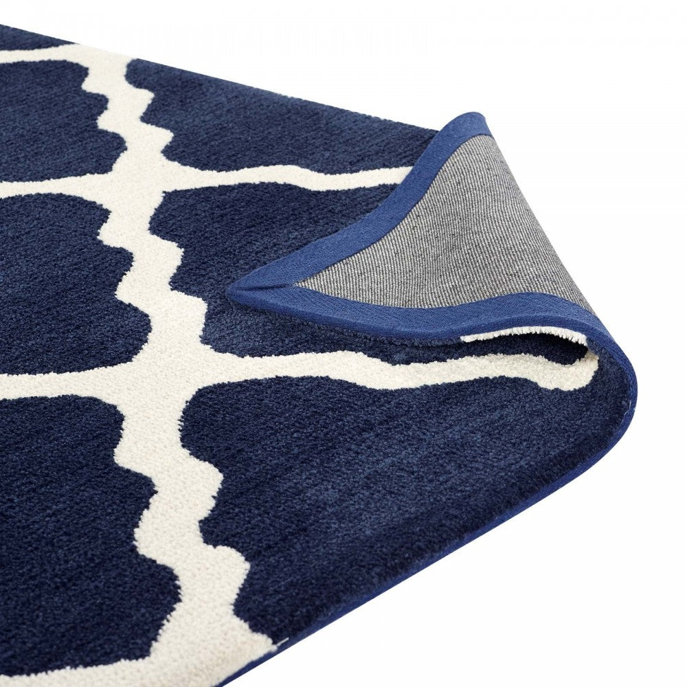 Marja Moroccan Trellis 8x10 Area Rug, Navy and Ivory