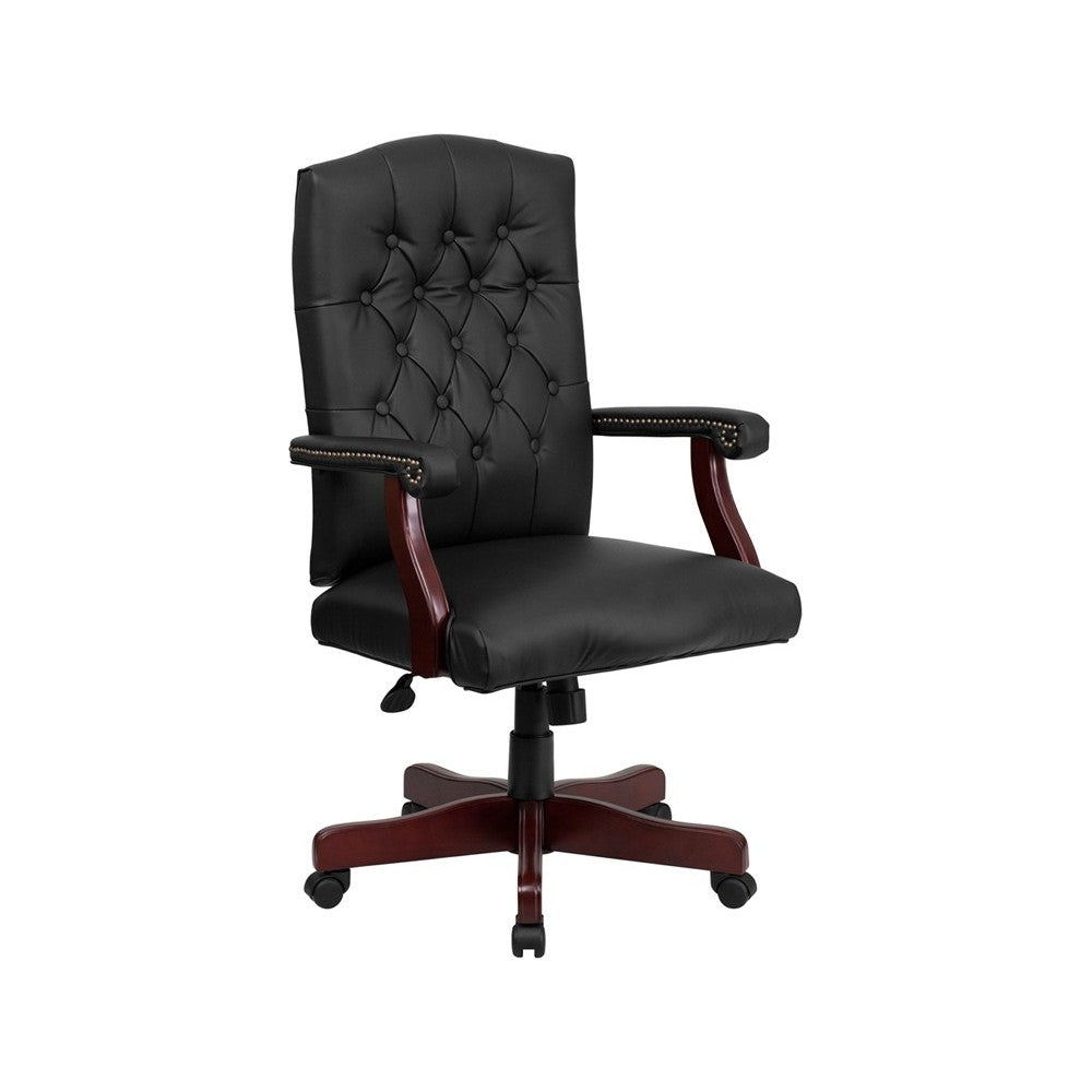 Martha Washington Black LeatherSoft Executive Swivel Office Chair with Arms