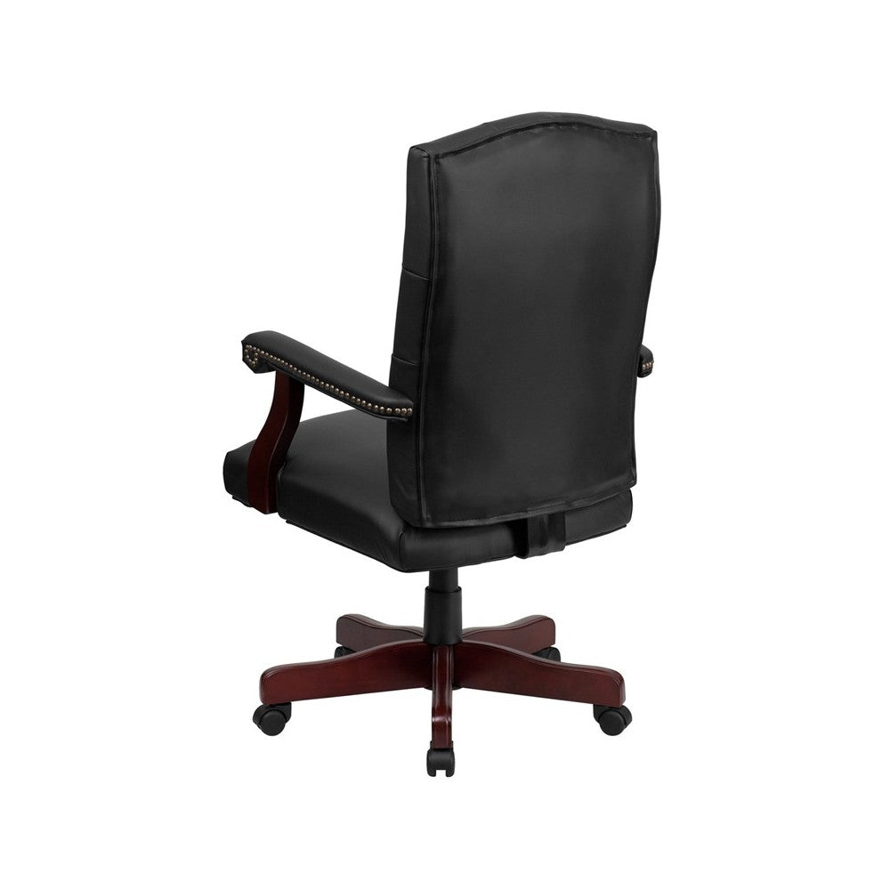 Martha Washington Black LeatherSoft Executive Swivel Office Chair with Arms